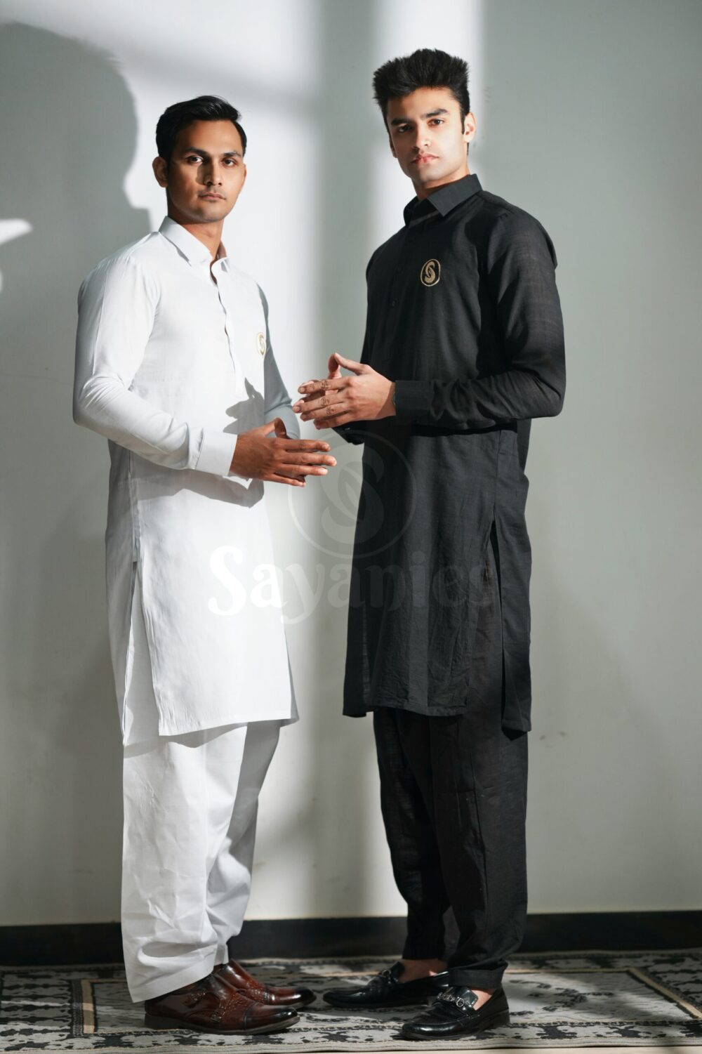 Men's Black Unstitched Kurta Pajama view 5